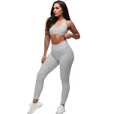 

Women Seamless Yoga Wear Suit Sexy Sports Bra Gym Pants Set Anti Cellulite Leggings