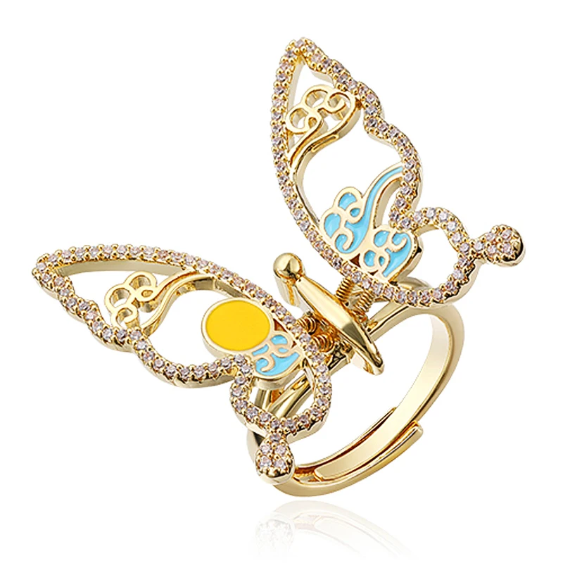 

Charare vintage hollow butterfly cubic zirconia gold ring accessories 2020