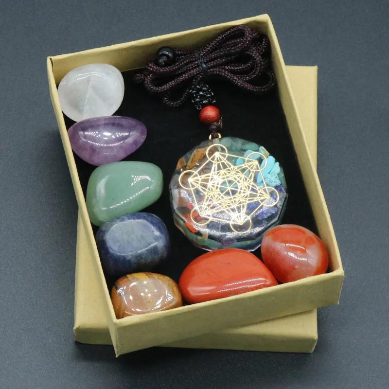 

Factory Promotion Tumbling Stone Chakra Crystal Orgone Yoga Stone Pendant Chakra Crystal Gemstone Set