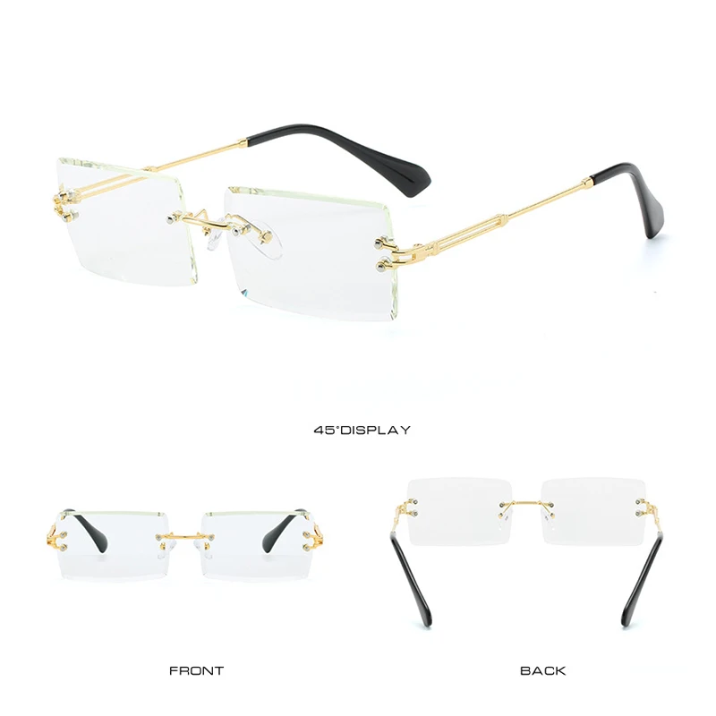 
Rimless Sunglasses 2019 Fashion Rectangle Shades Sunglasses Women Men 