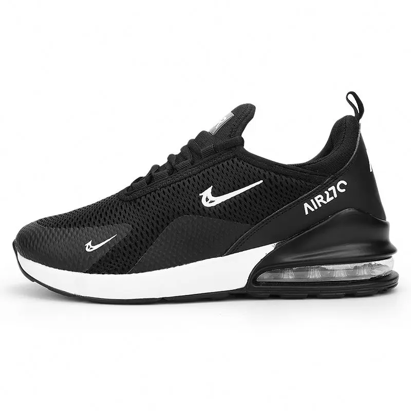 

2021 Hot Sale Men Breathable Fly Knit Run Sports Shoes Air Cushion Running Shoes Black professional running shoes