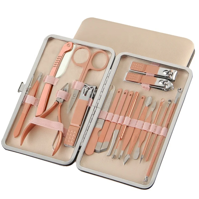 

4-18 Pcs Nail Clipper Tool Set Rose Gold Manicure Set