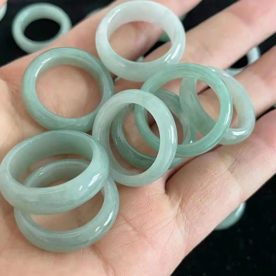 

Jialin Jewelry Natural A goods jade ice waxy ring men and women style crystal jewelry Burma jade Valentine's Day gifts wholesale