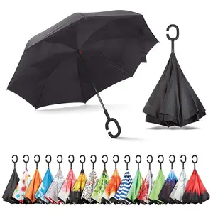 Image of Invention New Folding Custom Printed Reverse Folding Umbrella Parasol