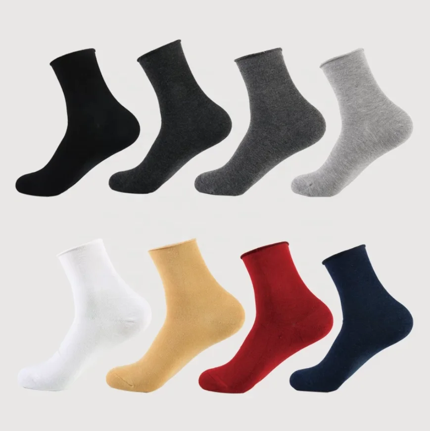 

Custom high quality bamboo socks Solid Color men's socks bamboo Business Casual Breathable Spring Winter Warm Male Crew Socks, As picture