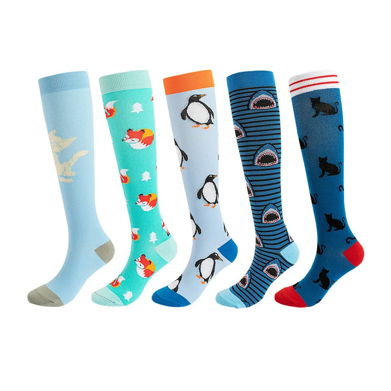 

Amazon hot sale Animal series jacquard sports socks compression socks For Prevents Swelling and Pain, 14colors