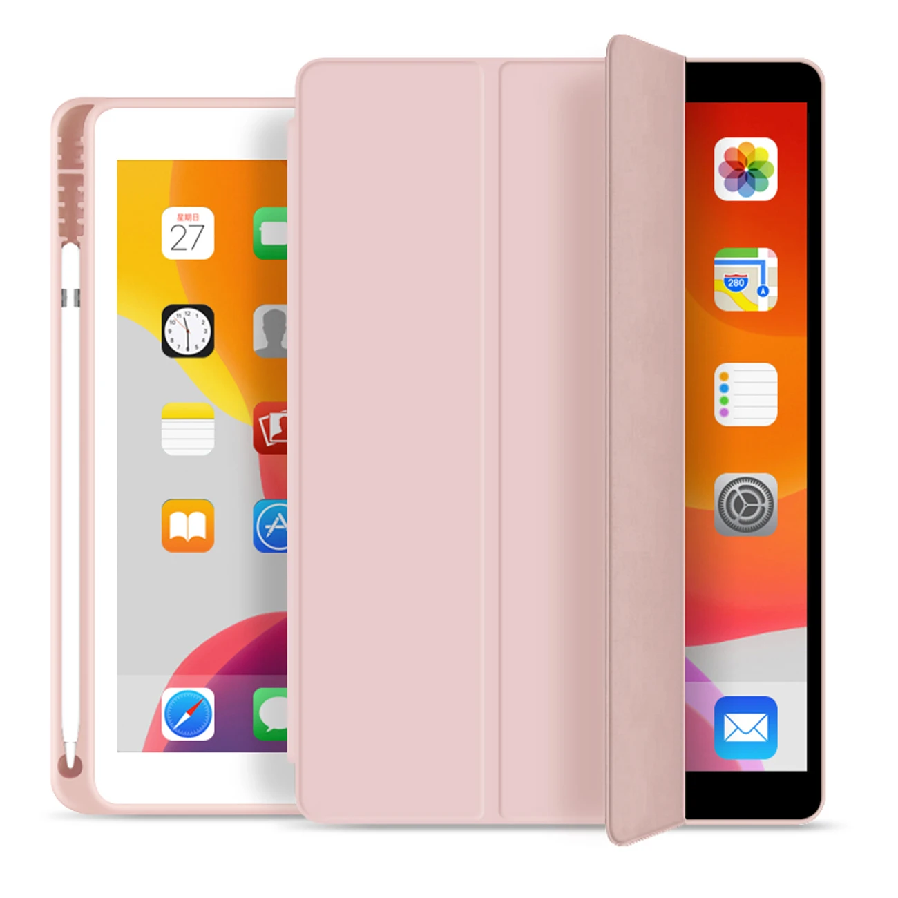 

Smart Sleep Wake Trifold PU Leather Smart Case With Pencil Holder for ipad air 3 case with pencil holder