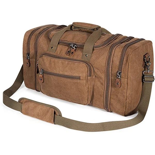 50L Duffel Overnight Weekend Bag Plambag Canvas Duffle Bag for Travel Coffee 