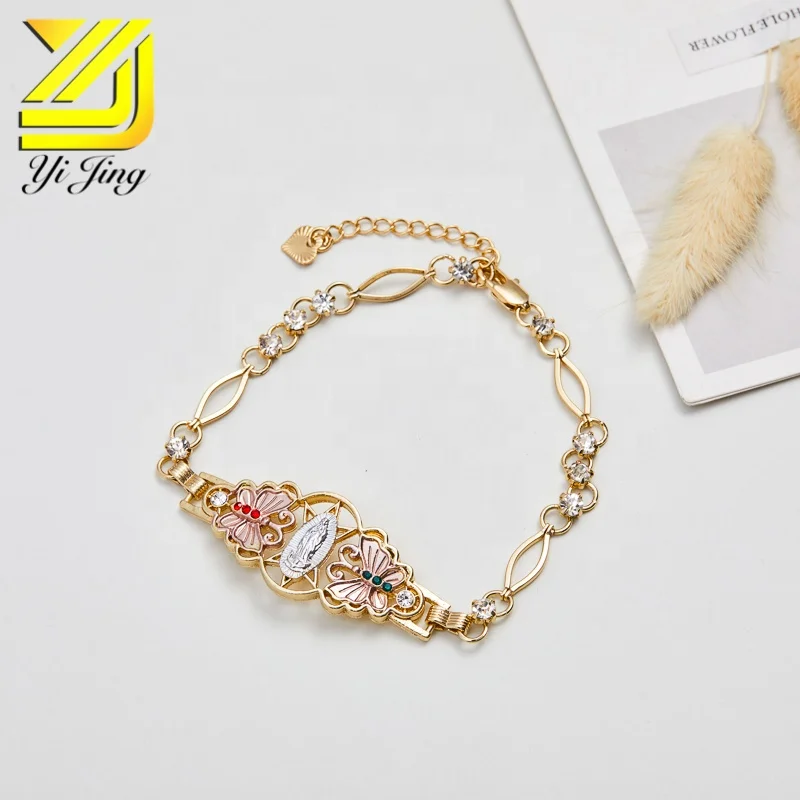 

Fashion charm butterfly religious guadalupe zircon bracelets with the tail chain, Tricolor