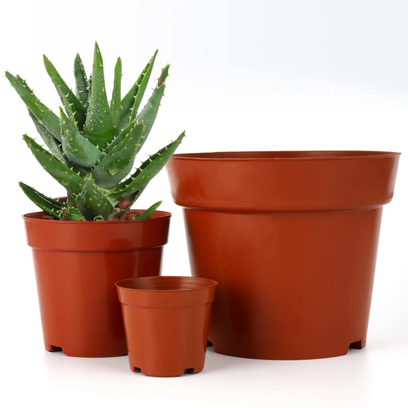 

Amazon hot sell manufacturer garden nursery base plant pots creative net bottom red small plastic flower pot