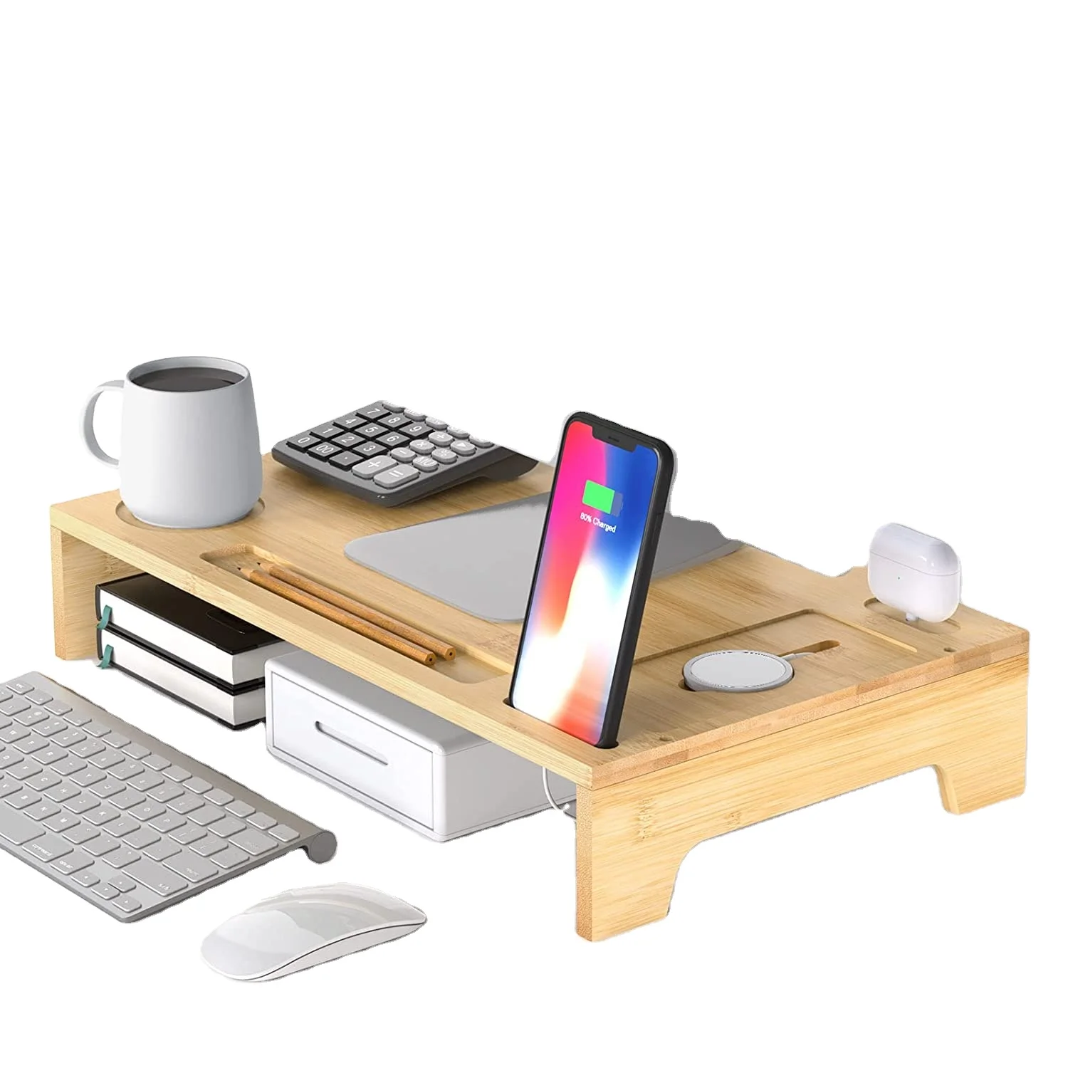 

Tailai Wooden Computer Monitor Stand Durable Desk Riser Laptop Desktop Stands for Universal Office PC Notebook Stand Holder