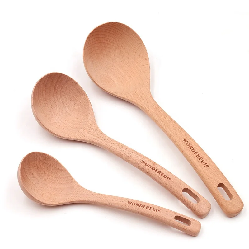 

2021 New Wooden Spoon Soup Ladle with Straight Handle for Public spoon, Natural