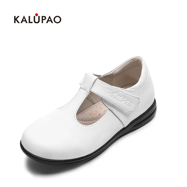 

Kalupao White Leather Kids Shoes Flat High Quality Children Girls Fancy Party Mary Jane Shoes
