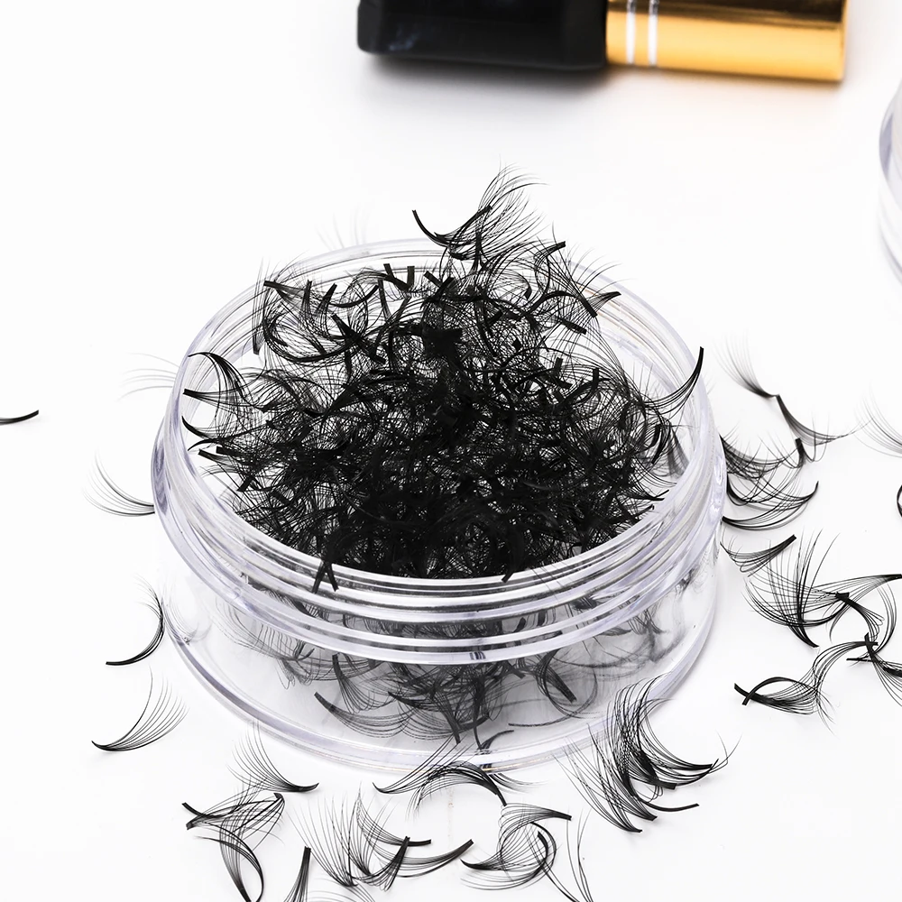 

Stock 12d promade volume Fan Eyelash Extension 3d Russian wispy Volume Fans Loose Pre Made 10d long stem Premade Fans