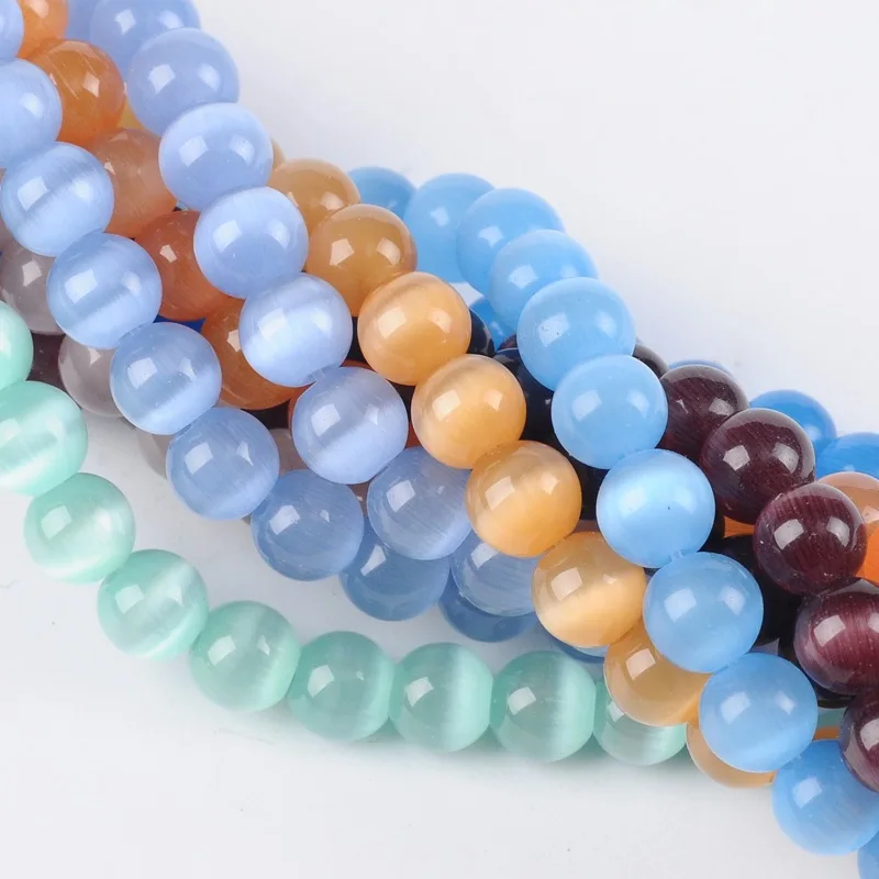 

PandaHall 6mm Round Mixed Color Cat Eye Beads