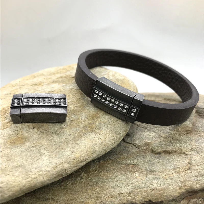 

XuQian Flat Crystal Stainless Steel Magnetic Clasps for DIY Leather Bracelets Connectors