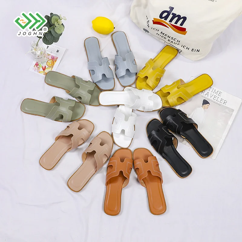 

Hot selling women comfortable open toe slide sandals multi-colors plain PU leather flat slipper, Gold,white,white,green,black,blue