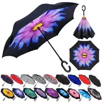 

High quality flower digital printing inside out umbrella