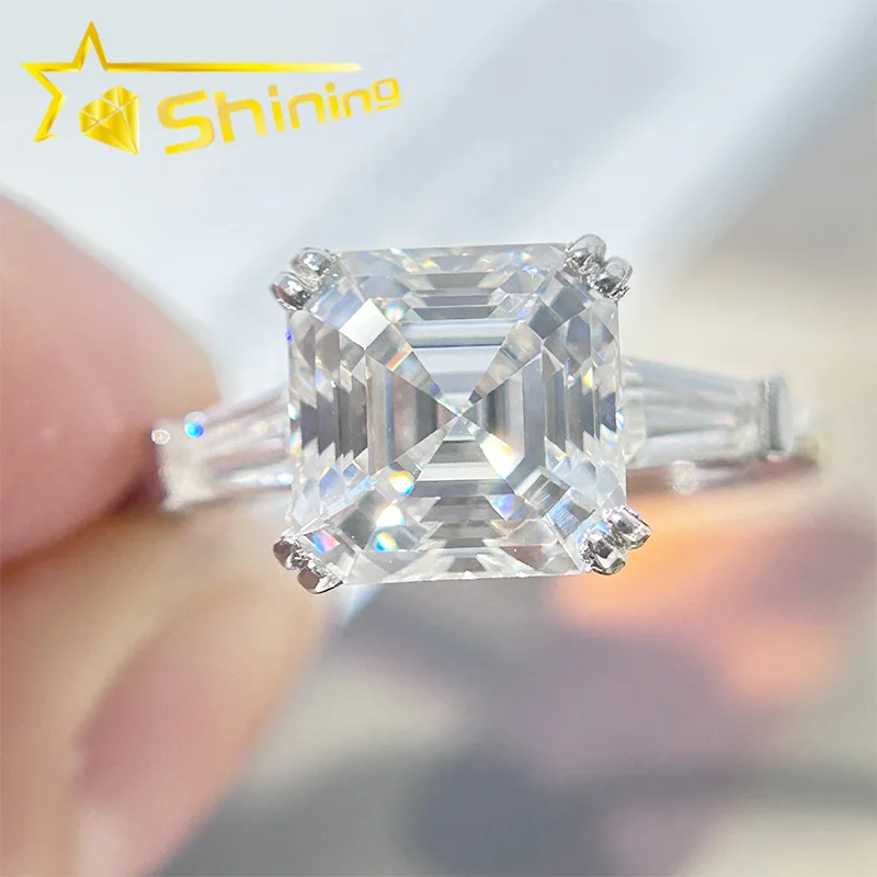 

New arrival dropshipping engraved 925 silver gold plated moissanites engagement ring