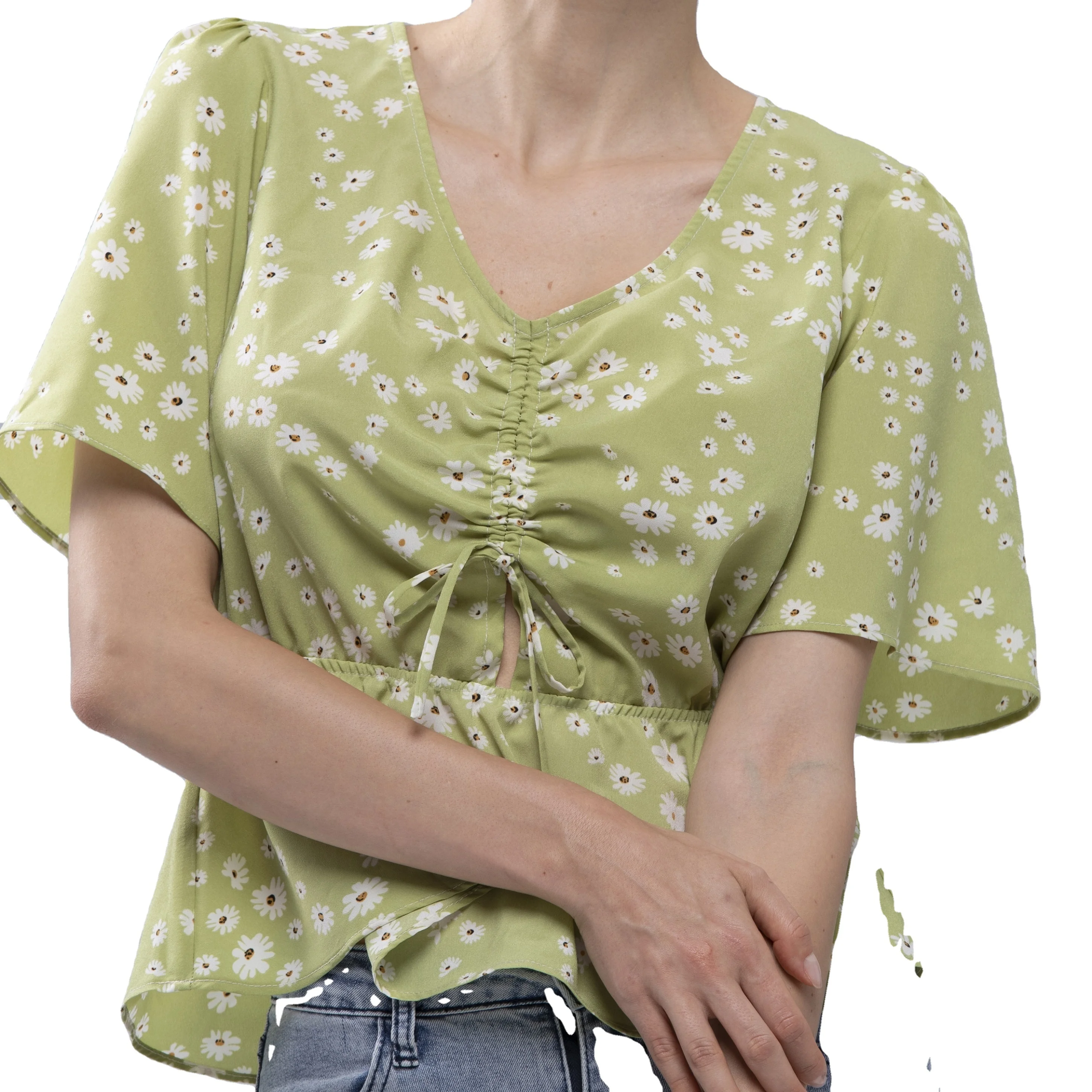 

Women Casual Floral Print Short Sleeve V Neck Summer Ladies Tops Fashion Shirts Blouses