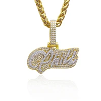 

Trendy 925 Sterling Silver Jewelry Men Hip Hop Jewelry 18k gold pendants Diamond Letter Pendant Necklace