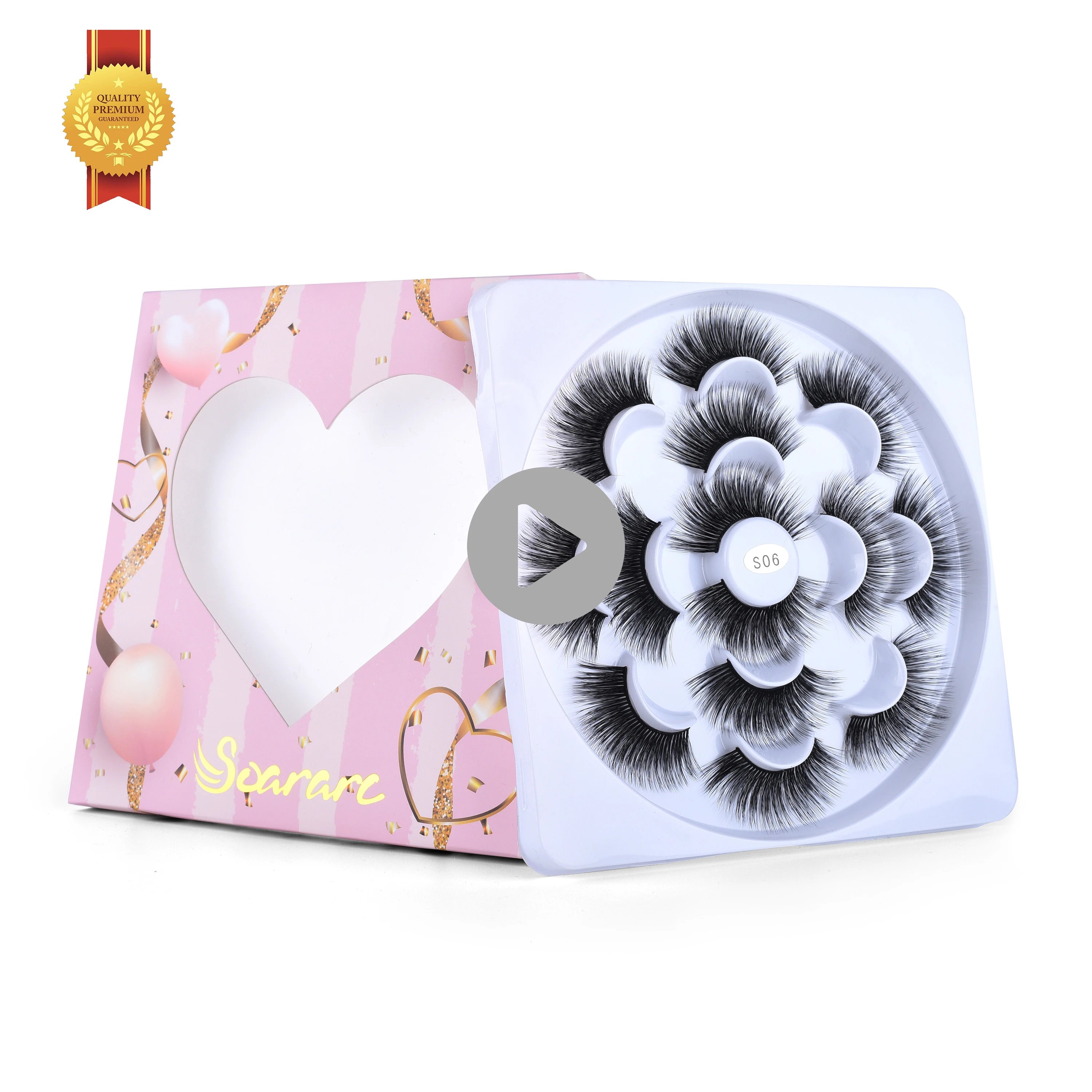 

5D SOARARC false lashes private label eyelashes with eyelash packaging box, Black
