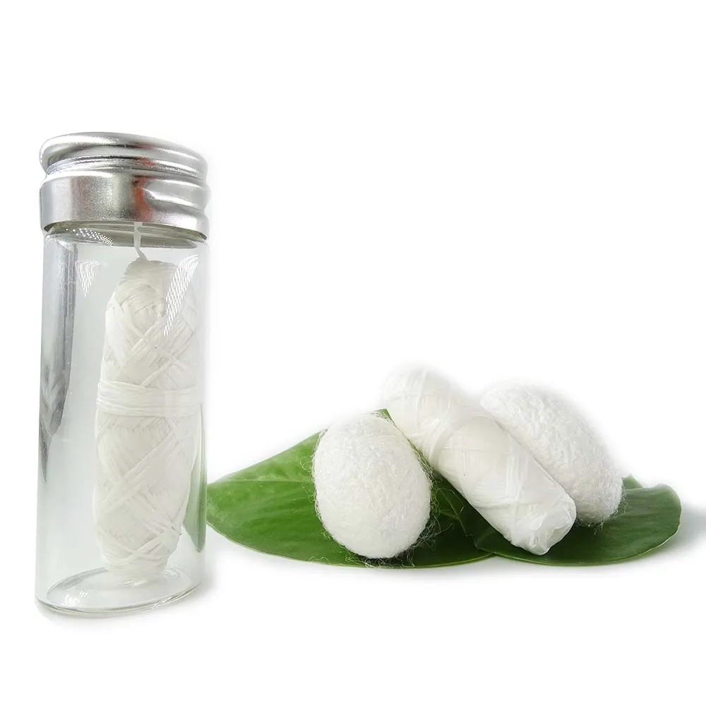 

Dentist suggest natural silk dental floss,glass bottle reusable dental floss, White