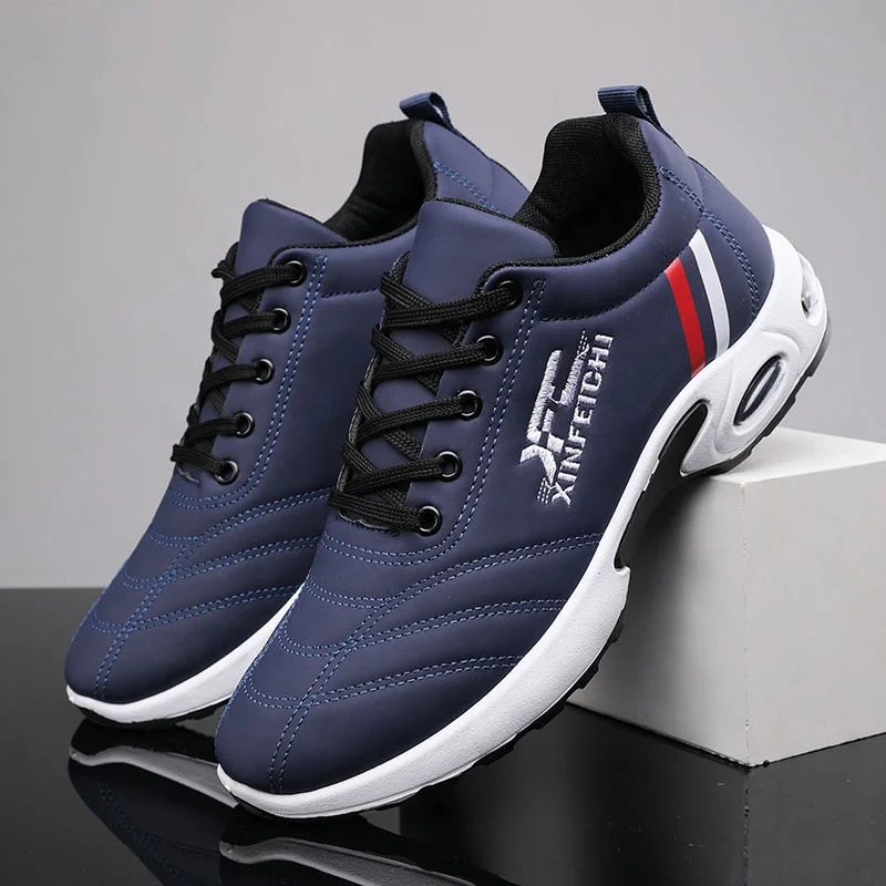 

Air Cushion Comfortable Shock Absorption Anti-Slip Sports Shoes Rubber Sole PU Upper Business Casual Style Sports Shoes For Men, 3 colors