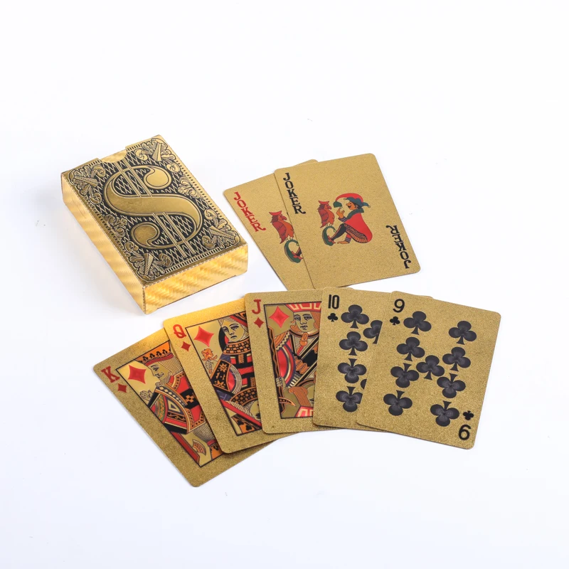 

Classic USA dollar Gold foil plastic colorful custom Design waterproof poker cards Plastic PET playing cards, Black