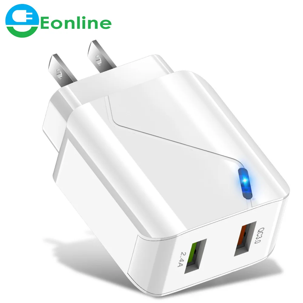 

EONLINE USB QC3.0 New Charger high quality For Samsung S8 S9 Xiaomi 8 Huawei Fast Wall Charging For iPhone 6 7 8 X XS Max iPad, White , black