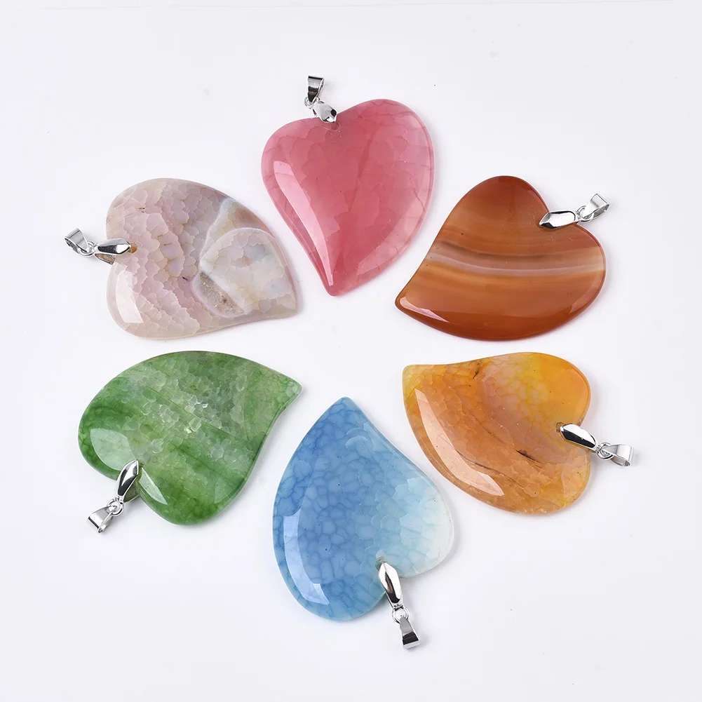 

PandaHall Heart Mixed Color Natural Gemstone Agate Pendants