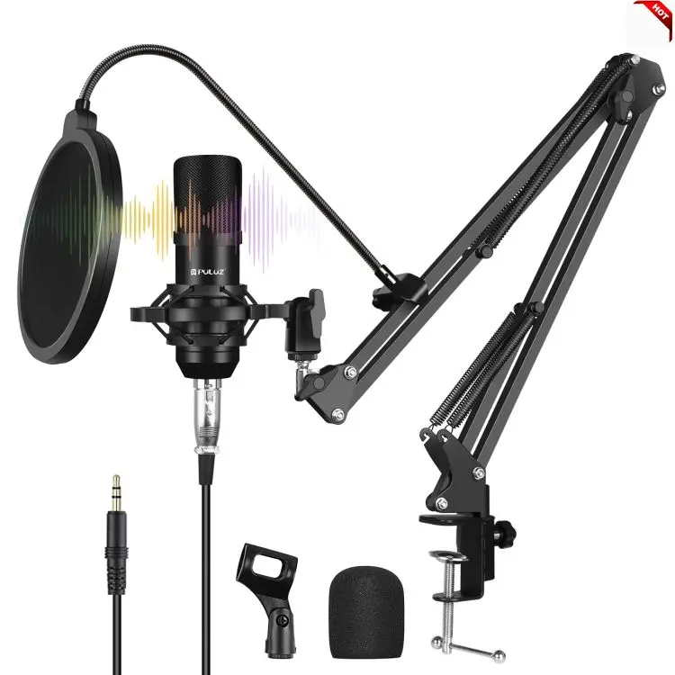 

PULUZ Condenser Microphone Studio Broadcast Professional Singing Microphone Kits with Suspension Scissor Arm & Metal Shock Mount