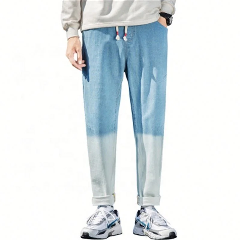 

Jhcentury Trendy Gradient Loose Casual Jeans, Blue/black/gray