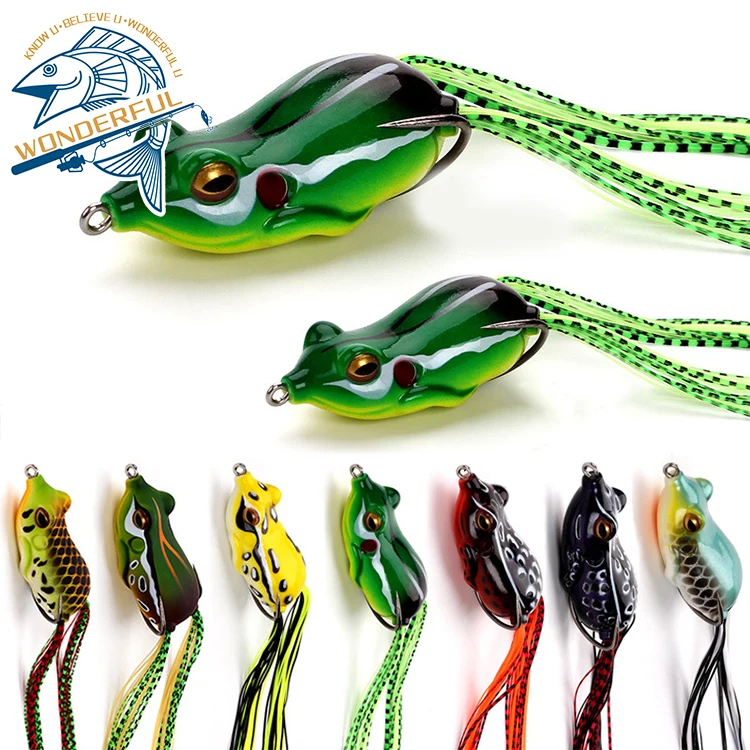 

Top Quality 50mm 60mm ABS Plastic Realistic Artificial Hollow Body Skirt Bass Top Water Floating Frog Soft Bait