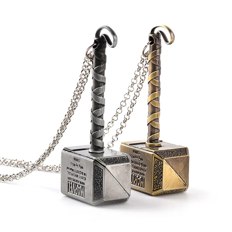 

China Jewelry Manufacturer Marvel Movie Avengers Large Thor's Hammer Thor Necklace Thor Hammer Keychain, As picture