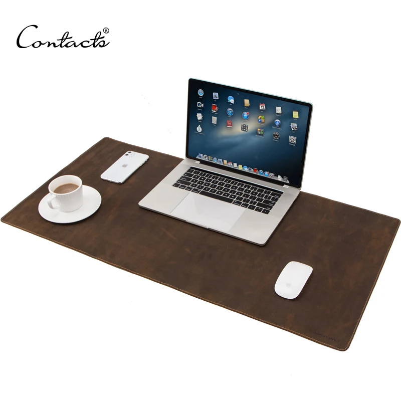 

CONTACT'S Extended Large high quality crazy horse cow leather smooth Mouse Pad Large Office Writing Desk Computer Mat