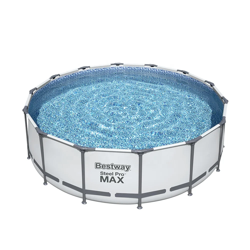 

Outdoor Garden PVC Steel Pro Max Material Gray Round Swimming Pool