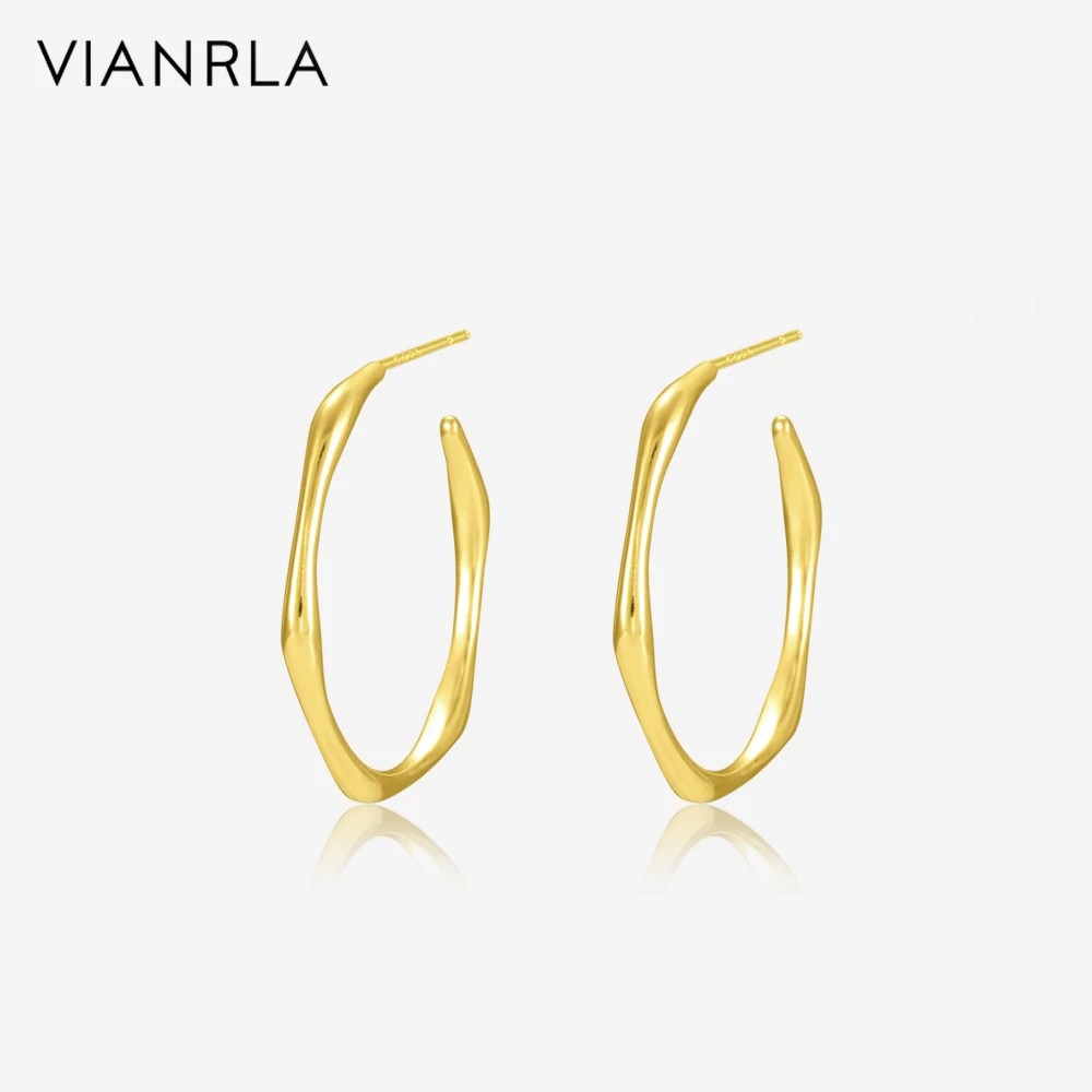 

VIANRLA 18K Gold Earring Jewelry 27.5mm Thin Hoop Earrings Fashion Women's Jewelry Laser Custom Logo