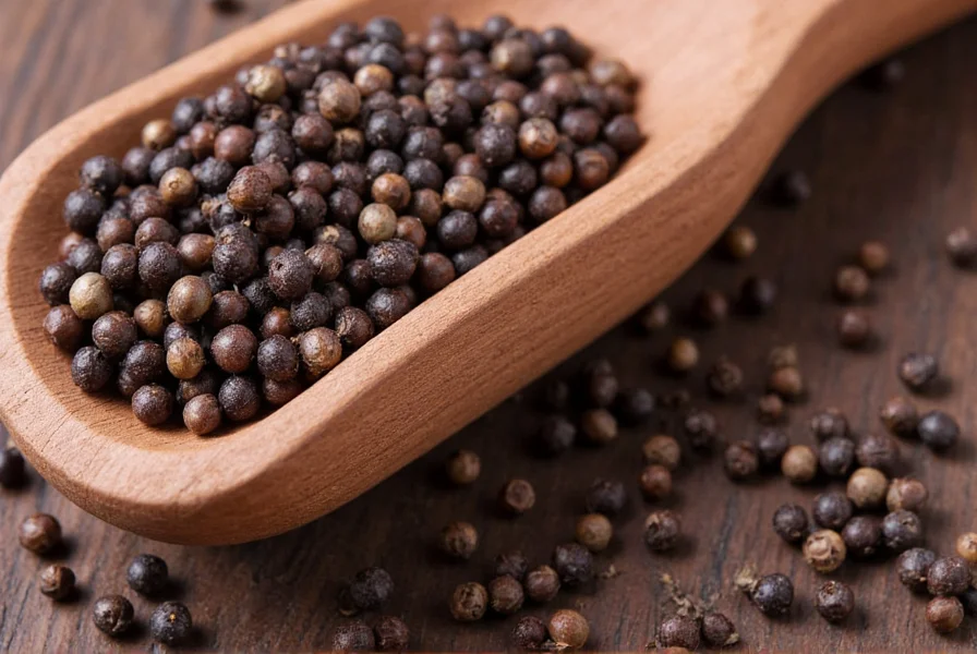 Black pepper berries next to standardized extract capsules showing concentration process