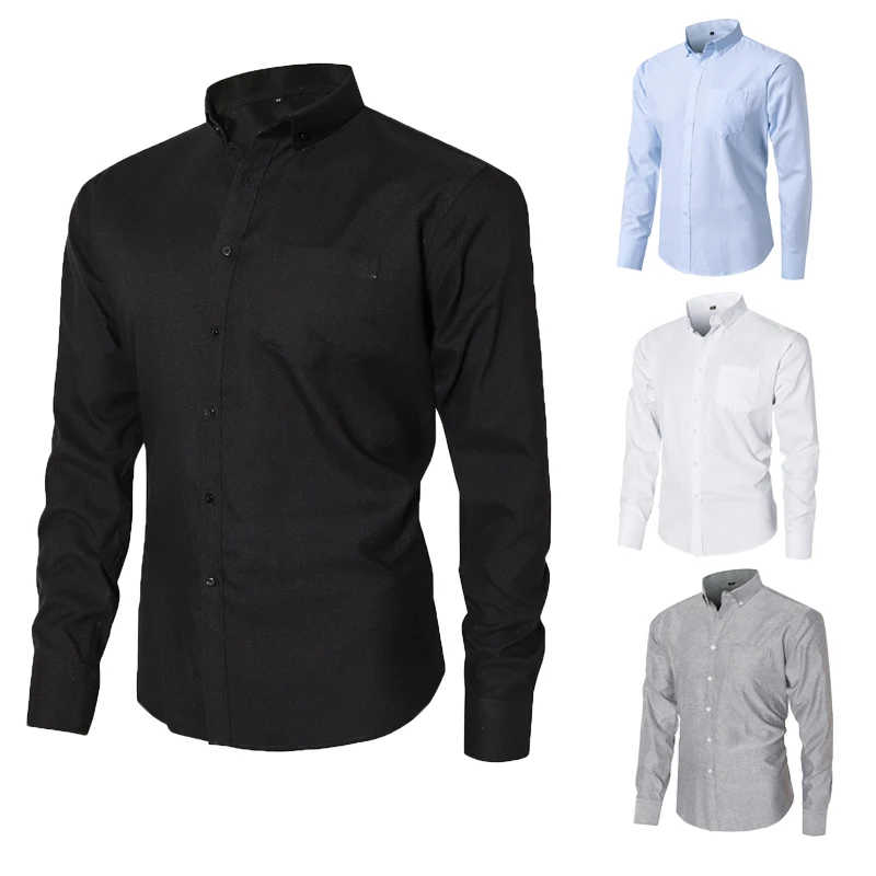 

Men 2019 Camisa Hombre Formal Man Long Sleeve Button Dress Business Oxford Shirt for men, Custom color
