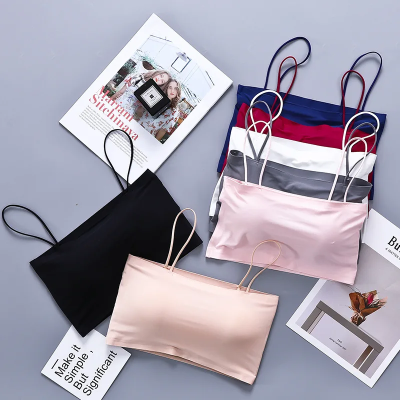 

Summer's new versatile silk seamless beauty back wrapped chest bra vest student underwear Girl Tube Top