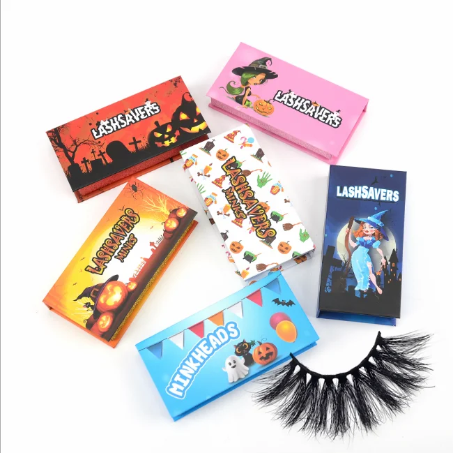 

Hot sale 25mm mink eyelashes with Custom holiday lashes box Halloween Theme Eyelash cases
