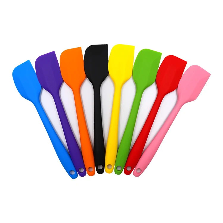 

8inch One Piece Design Heat Resistant Cake Decorating Tools Small Size Silicone Scraper Spatula For Baking Cooking, Red,orange,blue,green,pink,purple,yellow,black