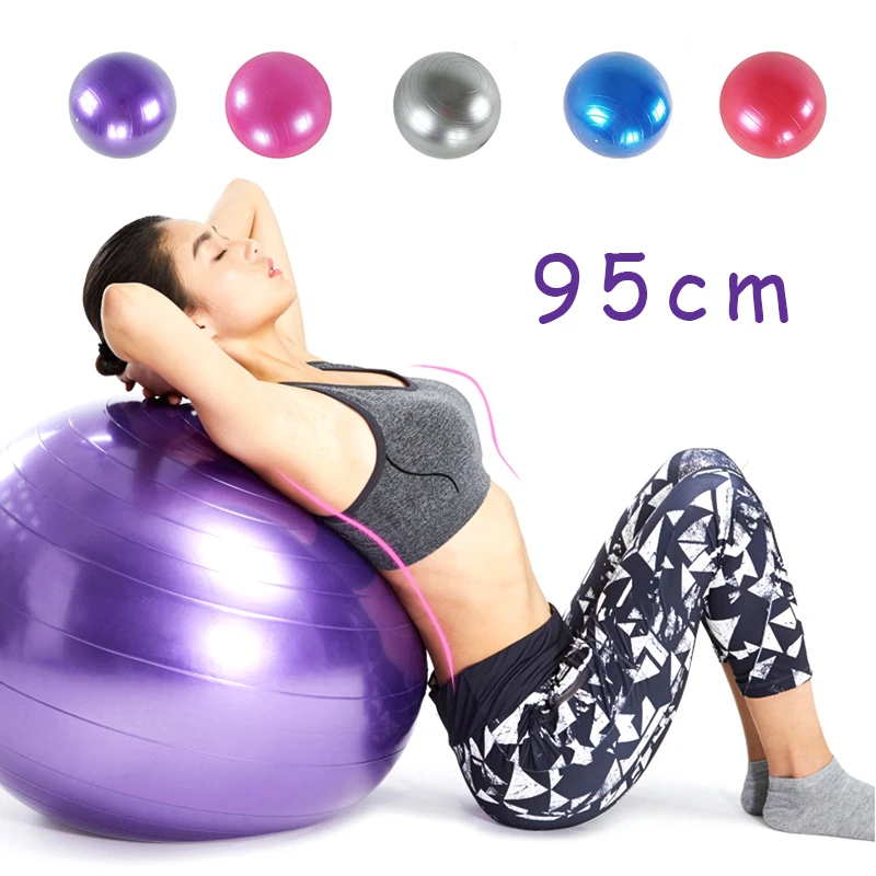 

PVC Large Yoga Ball Fitness Balls Thickened Explosion-proof Rehabilitation Exercise Home Gym Pilates Equipment With Pump, Purple/pink/grey/blue/red