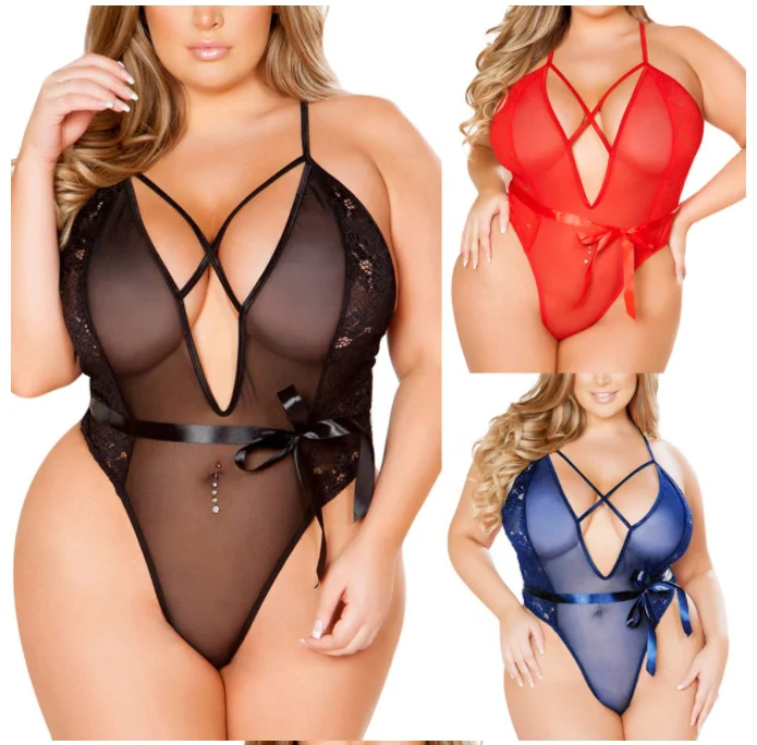 

Women Girl Lace Plus Size One Piece Erotic Sexy Seamless Lingerie Underwear Sets, Picture shown