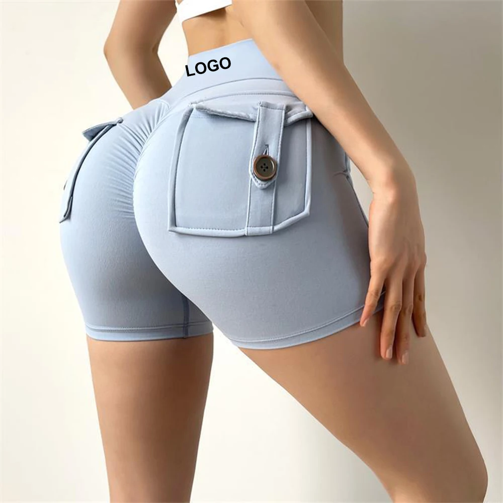 

New Arrival Custom Logo Women Summer Workout Gym Running Scrunch Sports Yoga Shorts With Pockets