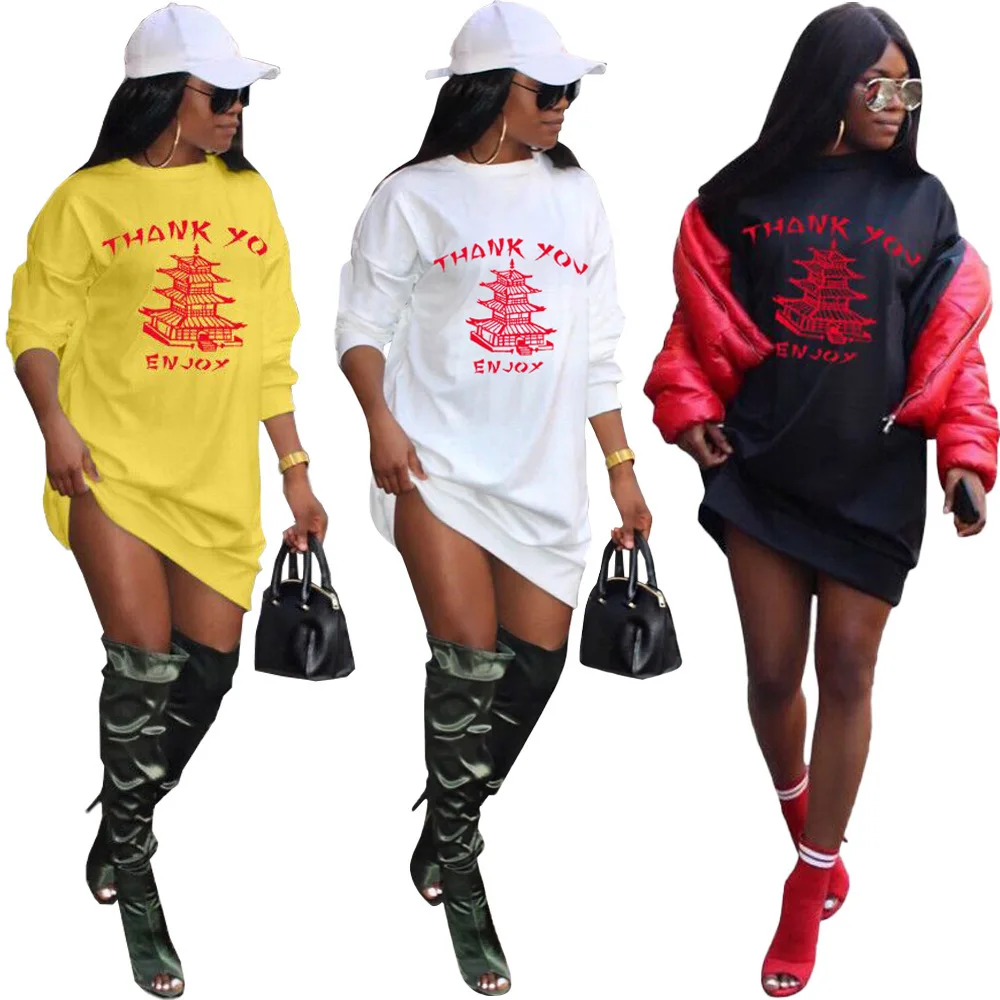 

NS032 2021 New style t shirt dress women clothes dress print women dresses casual, Picture color