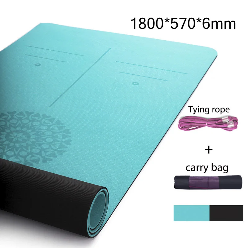 

TPE Yoga Mat Non-slip Fitness Pilates Sports Mats Exercise At Home With Position Line For Gymnastics Gym