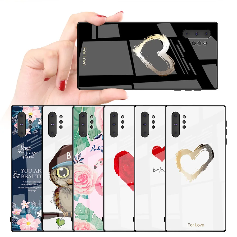 

Young Fashion Style TPU Tempered Glass Phone Case For Samsung Galaxy S8 S9 S10 Note 9 10, Accept customized