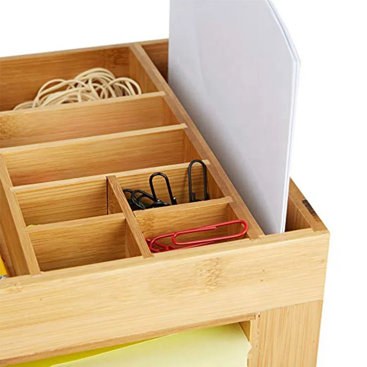 
Eco friendly bamboo box file storage desk file organizer with 16 compartments for office 